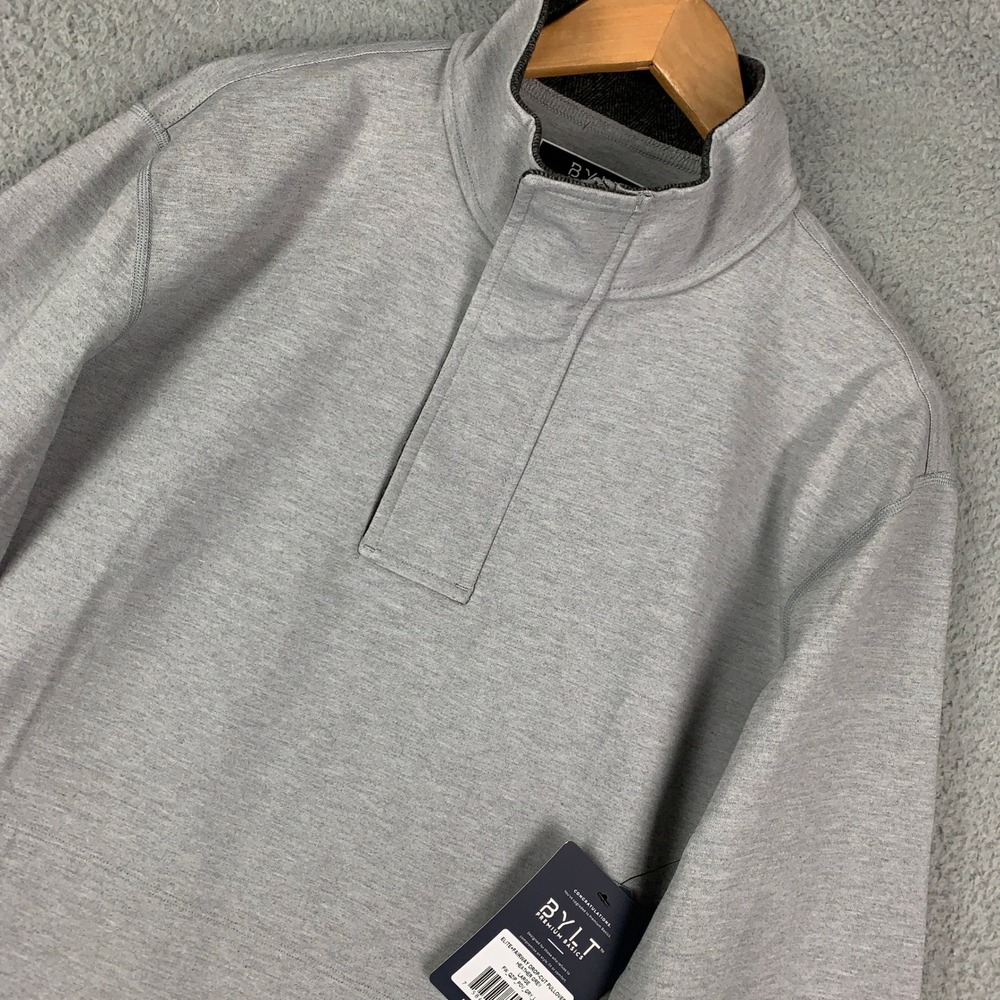 BYLT Elite+ Fairway Drop-Cut Pullover Mens Large Heather Grey Quarter Zip Golf L